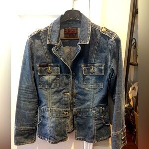 Vintage Y2K Mudd Jeans Jacket Denim Blazer Military Style Vintage Size 0